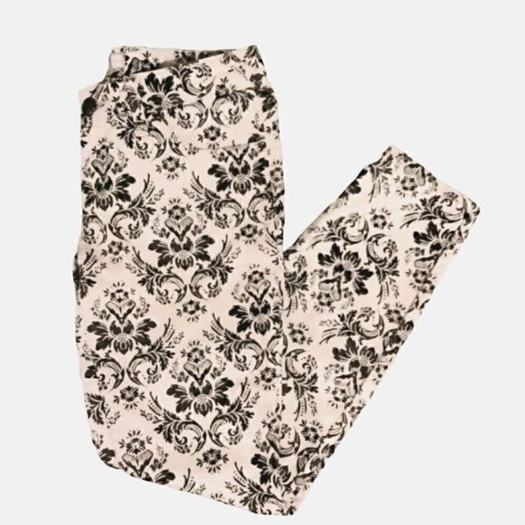 Free People Damask Print Crop Skinny Jeans Size W 26 Black and Cream - Picture 1 of 13